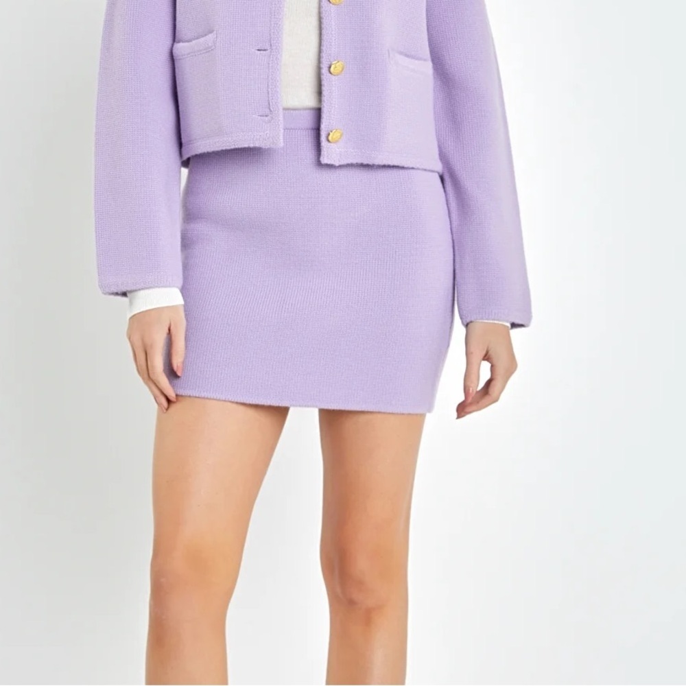 English Factory Knit High Waist Mini Skirt -Lilac Size Medium